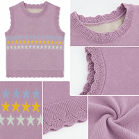 Pull sans manches tricoté personnalisé pour bébés filles, pull-over pour enfants, gilet pull à étoiles pour enfants, en promotion