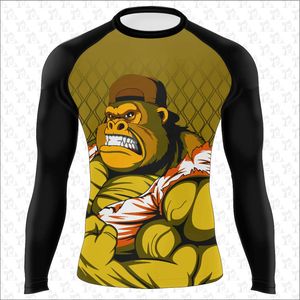 แขนยาวผู้ชายBJJ MMAเสื้อการบีบอัดผื่นยามแห้งเร็วBreathableออกกําลังกายฟิตเนสสวมใส่ผื่นยามขายส่ง - Product Image 5