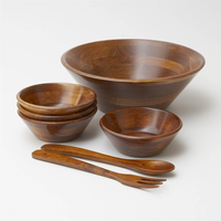 Bols de cuisine en bois d'acacia écologiques, style classique, logo personnalisé, vaisselle artisanale