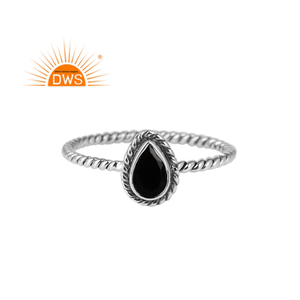 Best Handcrafted <b>Oxidized</b> Sterling Silver Natural Black Onyx Gemstone Stackable Ring Custom Jewelry Manufacturer - Product Image 1