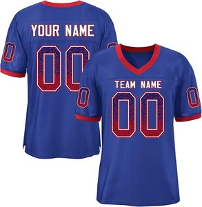 Camisetas de fútbol americano con logotipo de nombre personalizado OEM, tela de malla de poliéster de secado rápido, manga corta, impresión sublimada, ropa de equipo deportivo - Product Image 5