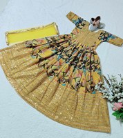 2025 séquence la plus tendance travail couleur vive énorme motif Flair longue longueur bébé fille fantaisie conception robes de soirée à vendre