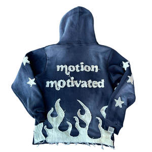 Y2K Vintage algodón Streetwear hombres pulóver Sudadera con capucha personalizada con parches bordados desgastados apliques Sun Faded Acid Wash - Product Image 2