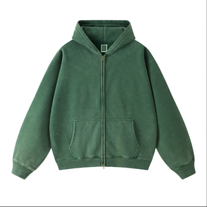 Sudadera con capucha extragrande de 400 Gsm, personalizada, vintage, lavado ácido, desgastado, 100% algodón, con cremallera para hombre - Product Image 4