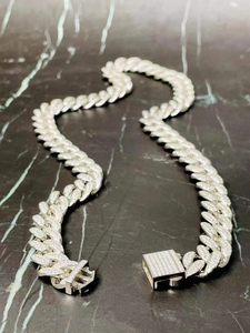 Collar de cadena cubana de acero inoxidable Unisex Chapado en plata de ley 925 de oro de 18 quilates estilo Hip Hop PIEDRA DE moissanita joyería de moda - Product Image 2