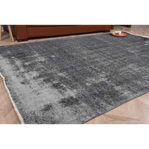Tapis turc, tapis vintage 5,7x8,6 pieds, tapis en laine rayé gris et blanc - Product Image 1