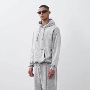 Ensemble survêtement homme personnalisé avec logo, 100% coton, décontracté, délavé à l'acide, coupe oversize, sweat à capuche et pantalon de jogging, qualité premium, vintage, hiver, 300 - Product Image 2