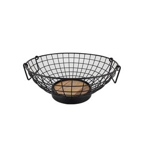 Panier haut en fil de fer métallique à vente chaude, de forme ronde, finition noire, pour table, cuisine, fruits, légumes, panier de rangement - Product Image 3