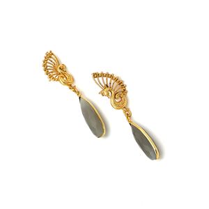 Boucles d'oreilles paon en laiton plaqué or 18 carats fabriquées à la main | Déclaration de mariage pour femmes à la mode | Jaipur Fabricant Exportateur - Product Image 1