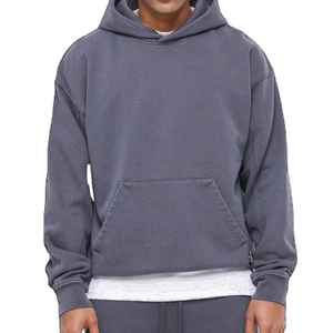Épais lourd blanc à capuche goutte épaule hommes sweat 500 460 400 Gsm Logo personnalisé français éponge lourd surdimensionné à capuche - Product Image 1