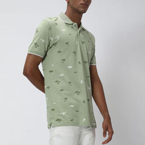 เสื้อโปโลแขนสั้นสำหรับผู้ชาย, เสื้อโปโลพิมพ์ลายเรียบๆแห้งเร็วสำหรับใส่กลางแจ้งฤดูร้อน - Product Image 5