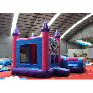 Pink <b>Inflatable</b> Bounce <b>House</b> Slide Combo Custom PVC Commercial Grade Pastel Princess Bouncy Jumping <b>House</b> Portable Kids Jumper - Product Image 4