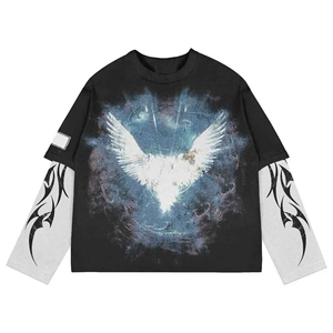 Camiseta de Doble Capa con Lavado Ácido Vintage y Logotipo Personalizado, Camiseta Corta con Estampado Térmico, Camisetas Unisex 100% Algodón - Product Image 2