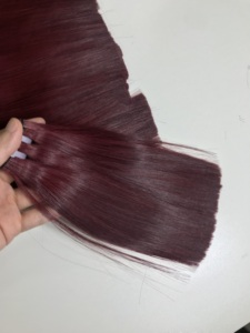 Paquetes de cabello virgen Bonestraight de grado superior, precio al por mayor de alta calidad, cabello humano de tendencia de Color Burdeos súper doble dibujado - Product Image 3