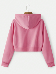 Mujer Crop Hoodie Plain Blank Zipper Crop Top Sudadera con capucha de manga larga - Product Image 2