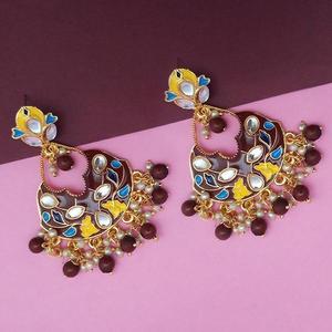 Kriaa meenakari และลูกปัดสีน้ำตาล kundan โมเดล1314217B - Product Image 1