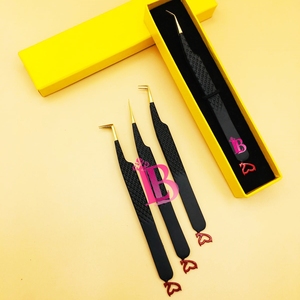Heart Tweezers Bottom Custom Design Professional Style Tweezers Red Heart Bottom Logo mink False <b>Eyelash</b> Extension Tweezers - Product Image 6