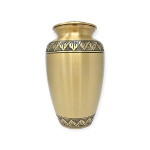 Urna Funeraria Azul Rey con Motivos Dorados y Bandas Decorativas para un Elegante Recuerdo Religioso - Product Image 2