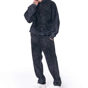 Chándal de algodón 100% personalizado, con capucha, transpirable, ecológico, de invierno, informal, para hombre, de alto gramaje, con lavado ácido, el más vendido - Product Image 4