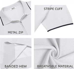 Haute qualité hommes Polo T-shirt Slim Fit avant 1/4 Zip Golf Sportswear Golf Polo 100% coton tissu chemise conception personnalisée oem - Product Image 5