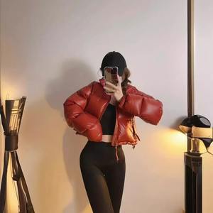 Manteau en duvet Top court épaissi Fashion Puffer Jacket Naked Belly Style pour hommes et femmes - Product Image 2