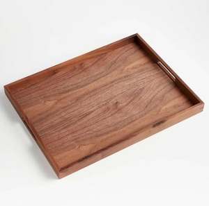 Plateau de service en bois moderne usine de fabrication en gros d'acacia naturel avec poignées d'Inde - Product Image 1