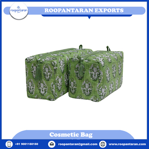 High Quality Indian Hand Block Printed Toiletry <b>Bag</b> Coin <b>Purse</b> Cosmetic <b>Bag</b> <b>Set</b> of Two Quilted <b>Bags</b> At Lowest Price - Product Image 2