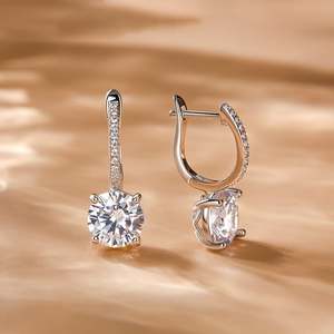 Jeulia <b>Classic</b> Round Cut Sterling Silver Fashion Drop Earrings - Product Image 4