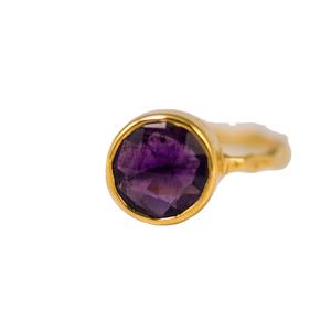 92.5เงินสเตอร์ลิงทองธรรมชาติสีม่วงอเมทิสต์รอบรูปร่างเพชรพลอยแหวนกุมภาพันธ์หินประจำเดือนเกิด - Product Image 1