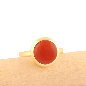 แหวนติดหินโมราสีแดงแบบเรียบง่ายทันสมัยแหวนปรับได้,แหวนชุบทอง24K เครื่องประดับปรับแต่งได้สำหรับผู้หญิง - Product Image 4