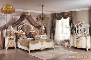 เฟอร์นิเจอร์ห้องนอนสไตล์เรโทรรอยัลชุดเฟอร์นิเจอร์ห้องนอนสไตล์คิงไซส์พร้อมเตียงนอนสองข้าง - Product Image 4