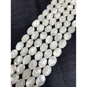 Chaîne de perles de coquillage ovales facettées - Perles en vrac - Product Image 2