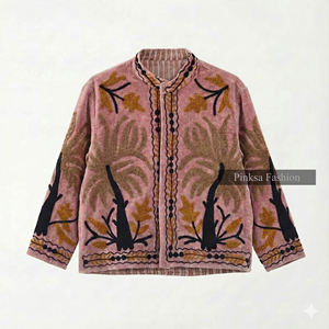 Suzani Bohème en Velours Brodé à la Main, Motif Floral Ethnique, Écologique, Respirant, Séchage Rapide, Luxe pour Femme, Automne Hiver - Product Image 5