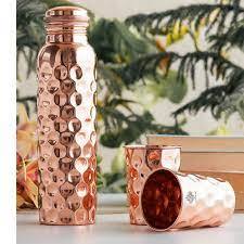 Botella de Agua Clásica Hecha a Mano de Cobre Puro Ecológica de Gran Capacidad con Tapa a Prueba de Fugas para Viajes Oficina Precio al por Mayor India - Product Image 2