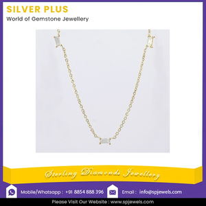 คอลเลกชันล่าสุด14K สร้อยคอทองคำแท้สร้อยคอเพชรบาแกตต์ธรรมชาติผู้ผลิตเครื่องประดับที่เรียบง่าย - Product Image 2