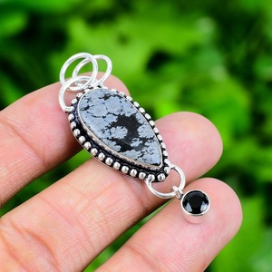 Boho Style classique pendentif bijoux pour femmes bijoux en argent 925 argent Sterling flocon de neige pierre précieuse pendentif fait main cadeau pour - Product Image 2
