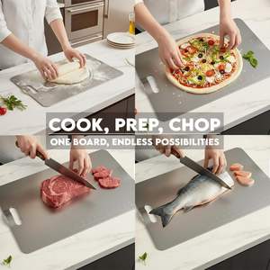 Planche à découper de cuisine moderne en acier inoxydable, planche à découper professionnelle en métal, planche à découper solide pour chefs, hygiénique, sans rouille, surface de préparation des aliments - Product Image 4