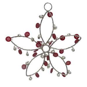 Fleur Design Fer/Perles Ornement Suspendu De Noël Couleur Argent pour La Maison Vacances Décoration De Noël À La Main En Vrac - Product Image 2