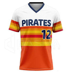 Maillot de baseball et de softball unisexe personnalisé avec impression par sublimation, 100% polyester, col en V, manches courtes, respirant, vêtements de sport - Product Image 1