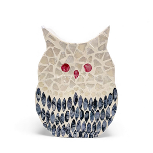 Handmade Mother of Pearl <b>Halloween</b> Owl <b>Decorative</b> Sculpture Elegant Natural Luxury Spooky Home Ornament from Vietnam - Product Image 1