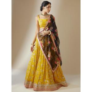 Último Modelo de Lehenga Choli Moderno para Mujer, con Dupatta Elegante, Estampado, Largo hasta el Suelo, Estilo A-Line, Ropa Étnica para Fiestas, Disponible al por Mayor para Exportación - Product Image 1