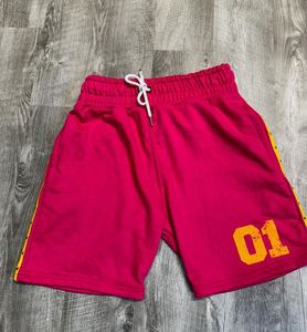 Pantalones Cortos Personalizados con Rayas Laterales, Pedrería, Efecto Desgastado por el Sol, Algodón French Terry, Dobladillo sin Rematar, Estampado Vintage, Lavado Ácido para Hombre - Product Image 3