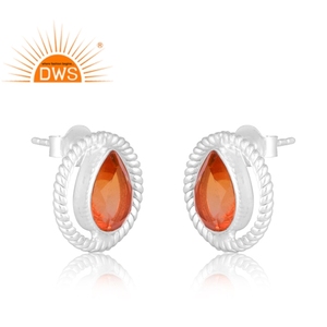 Nouvelle tendance Design en argent Sterling naturel Bio Morganite Doublet Quartz pierres précieuses boucle d'oreille Design personnalisé bijoux pour femmes - Product Image 3