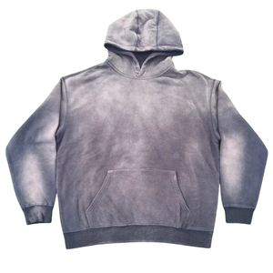 OEM Nouvelle Arrivée Heavyweight Acid Wash & Sun Fade Hoodies 100% Coton Épais Blanc Goutte Épaule Respirant Imprimé Hommes Hoodies - Product Image 6