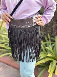 Cowhide Fur Leather Fringe Handbag New Arrival Western Stylish <b>Women</b> Suede Leather Purse for <b>Women</b> Multi Purpose Handbag - Product Image 3