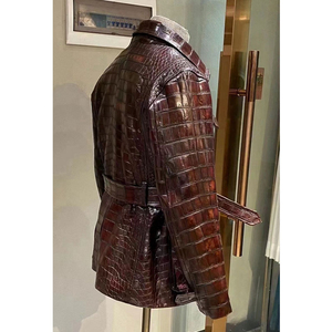 Luxury Design High Demanded Stand Colar VIntage Style Genuine Leather Windproof Breathable front Pocket Leather <b>Jacket</b> For <b>Men</b> - Product Image 4