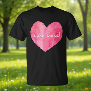 Camiseta con diseño de corazón I Am Loved, de algodón negro, corte unisex - Product Image 3