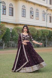 Latest Designer Faux Georgette With Heavy Sequins Embroidered Work Lehenga Choli - Product Image 3