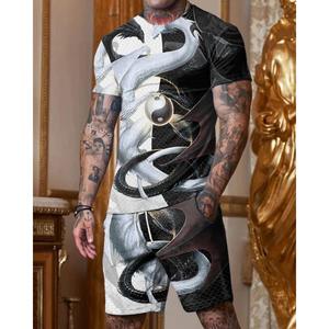 Ensemble short de sport pour homme fitness taille haute slim yoga simple ensemble short et chemise grande taille - Product Image 5