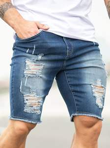 Nouveau short en jean décontracté de haute qualité pour hommes short en jean lavé au genou en coton short en jean à bord vieilli pour hommes - Product Image 3